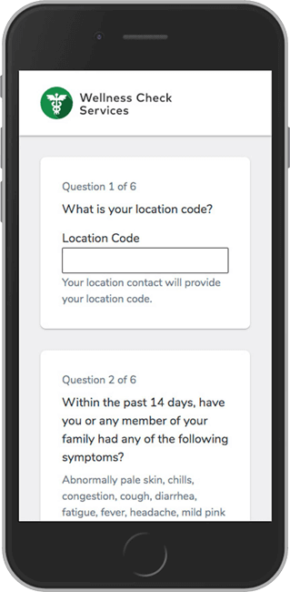 Screen shot of user location input as part of the PASS app